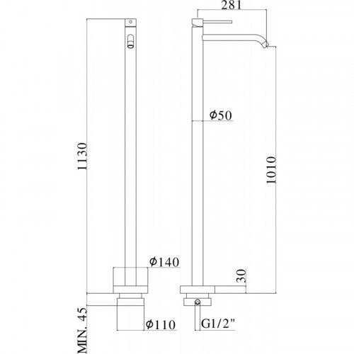 Смеситель для раковины Paffoni Light LIG031NO Черный матовый