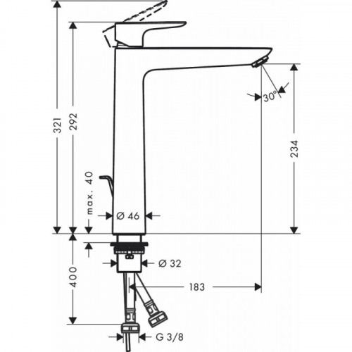 Смеситель Hansgrohe Talis E 240 71716670 для раковины, черный матовый