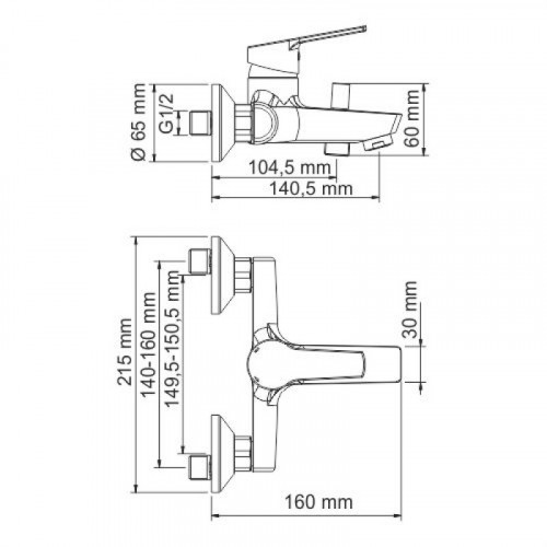 Смеситель для ванны WasserKRAFT Rhin 4401 с коротким изливом