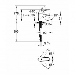 Смеситель для раковины Grohe Euroeco 32881000 с цепочкой