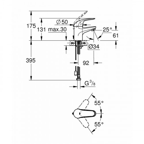 Смеситель для раковины Grohe Euroeco 32881000 с цепочкой