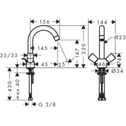 Смеситель для раковины Hansgrohe Logis 71222000 с донным клапаном