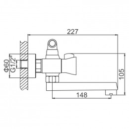 Смеситель для ванны Ledeme L3187 хром