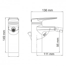 Смеситель для биде WasserKRAFT Lopau 3206 с д/к хром