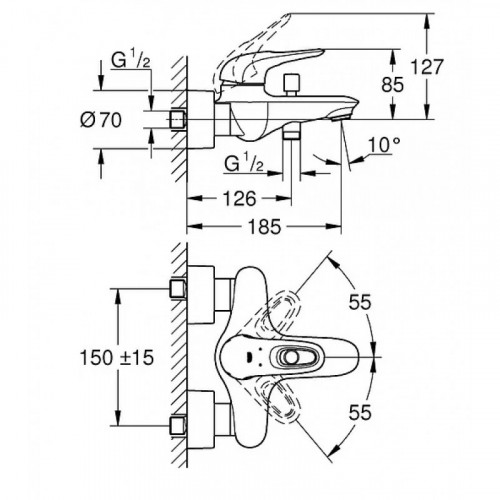 Смеситель для ванны Grohe Eurostyle New 33591LS3 белая луна