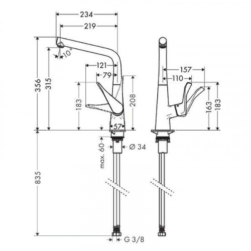 Смеситель для кухни Hansgrohe Metris Select M71 73813800 cталь