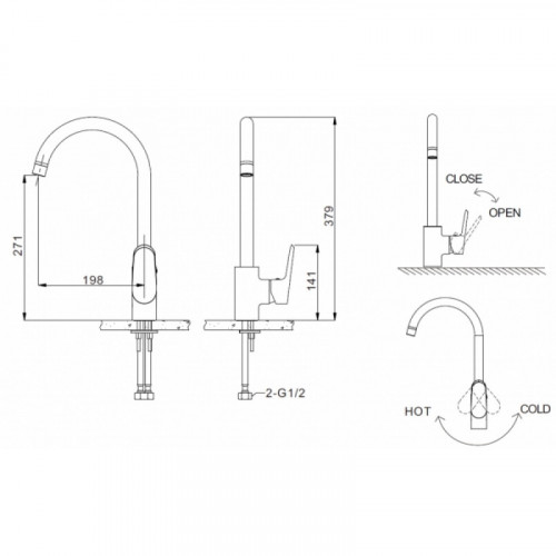 Смеситель для кухни Bravat Pure F7105161C