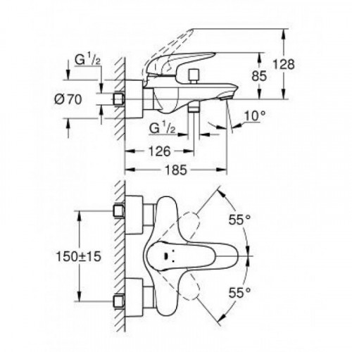 Смеситель для ванны Grohe Eurostyle 23726003