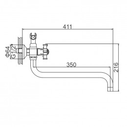 Смеситель для ванны Ledeme L2611-2 хром