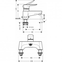 Смеситель Hansgrohe Metris 31423000 для ванны/душа