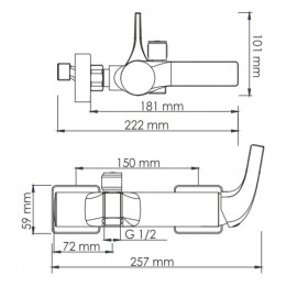 WasserKRAFT Sauer 7101 Смеситель для ванны с коротким изливом