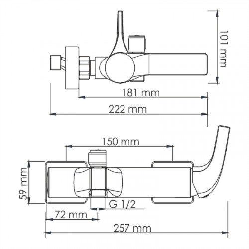 WasserKRAFT Sauer 7101 Смеситель для ванны с коротким изливом