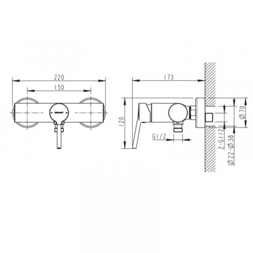 Смеситель для душа Bravat Palace F9172217CP-01-RUS