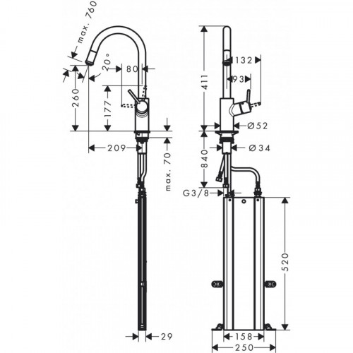 Смеситель для кухни Hansgrohe Talis M5214-H260 73864000 Хром