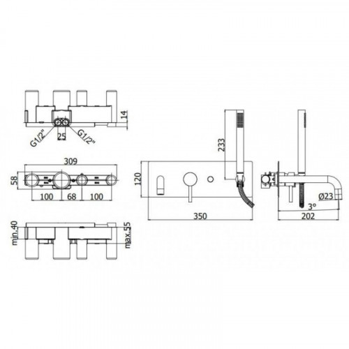 Смеситель для ванны с душем Paffoni Light, хром LIG001CR
