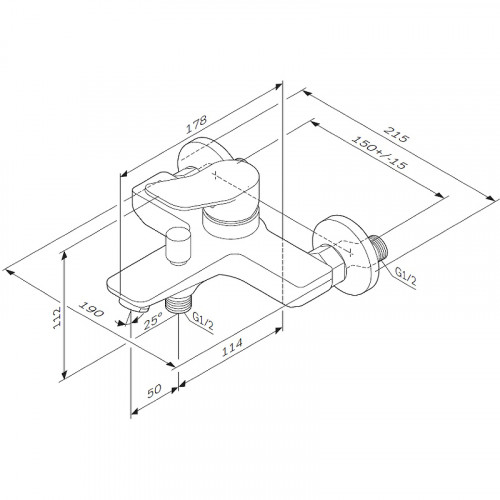 Смеситель для ванны Am.Pm X-Joy F85A10000 хром