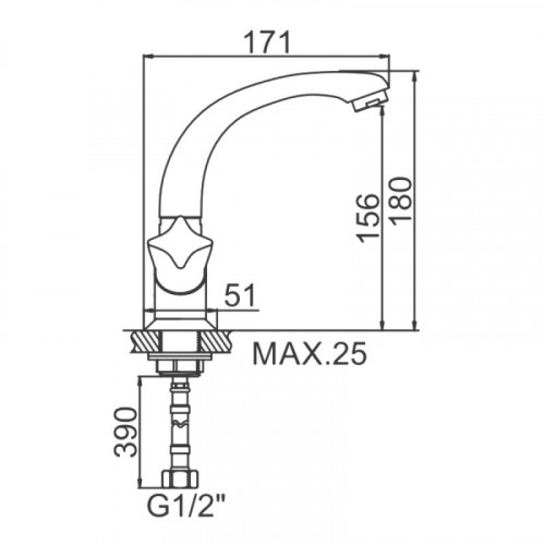 Смеситель для раковины Ledeme L1087-2 хром