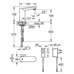 Смеситель для раковины Grohe Eurosmart Cosmopolitan E 36325001 220V