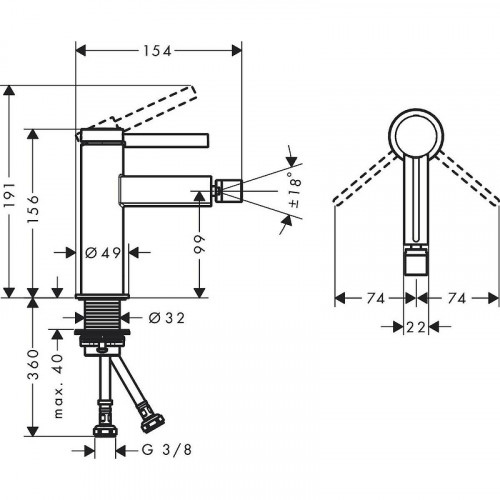 Смеситель для биде Hansgrohe Finoris 76200700 с донным клапаном белый матовый