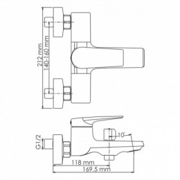 Смеситель для ванны и душа WasserKRAFT Wiese 8401