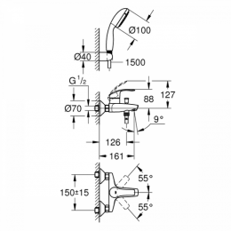 Смеситель для ванны Grohe Eurosmart New 3330220A