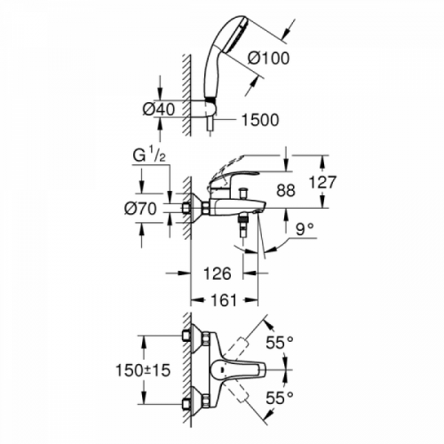 Смеситель для ванны Grohe Eurosmart New 3330220A