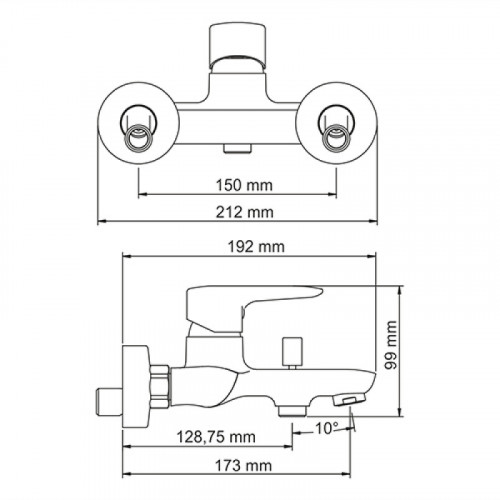 Смеситель для ванны WasserKRAFT Vils 5601 с коротким изливом