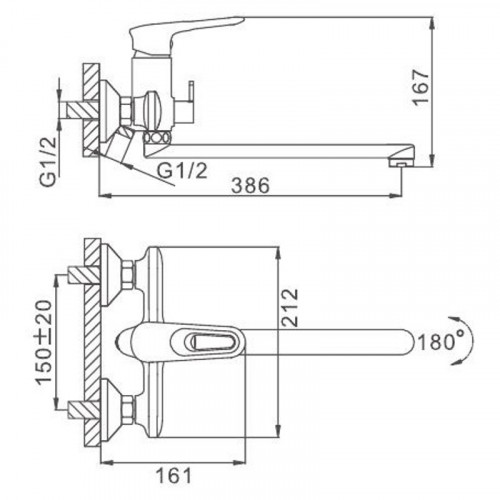 Смеситель для ванны Frap F2249-6 чёрный /хром