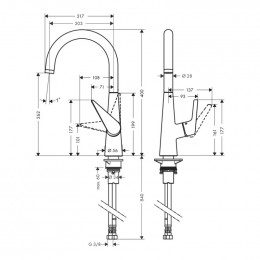 Смеситель для кухни Hansgrohe Talis M51 72816800 сталь