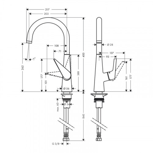 Смеситель для кухни Hansgrohe Talis M51 72816800 сталь