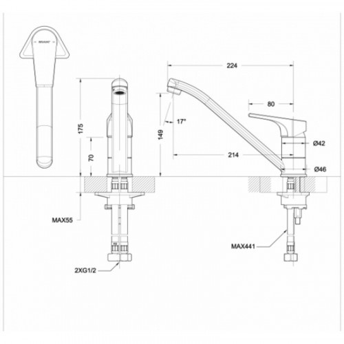 Смеситель для кухни Bravat Vega F7119177CP-1