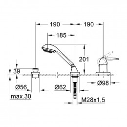 Смеситель для ванны Grohe Eurofresh 19194000