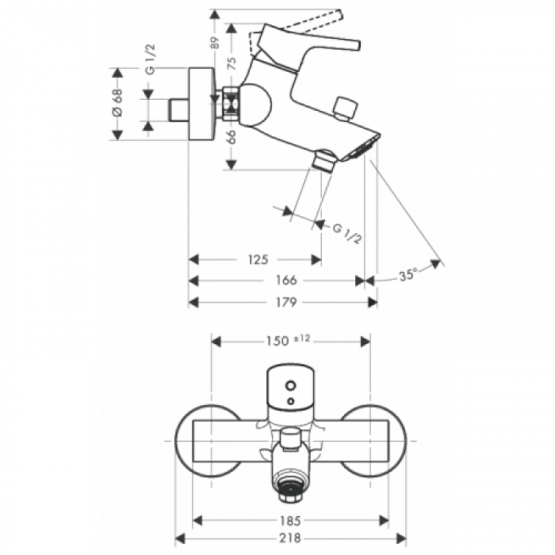 Смеситель для ванны Hansgrohe Talis S New 72400000