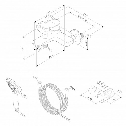 Смеситель для ванны Am.Pm X-Joy F85A15000 хром