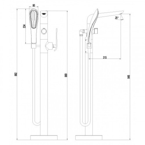 Смеситель Lemark Melange LM4944CW для ванны, напольный