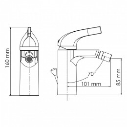 Смеситель для биде WasserKRAFT Sauer 7106 с д/к золото