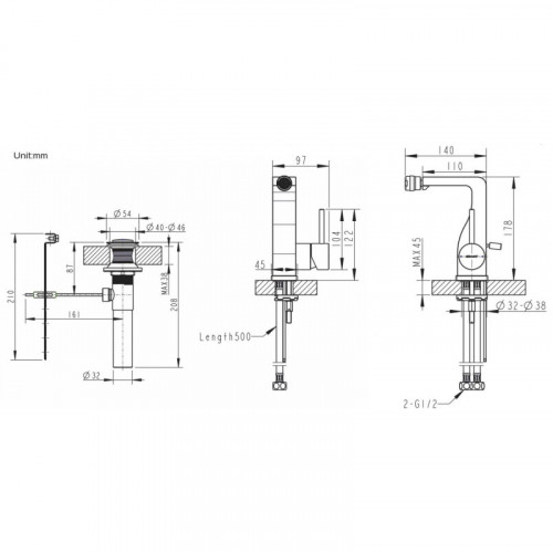 Смеситель для биде Bravat ARC F36061K-ENG