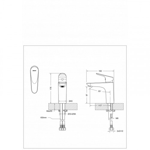 Смеситель для умывальника Bravat Drop F14898C-RUS