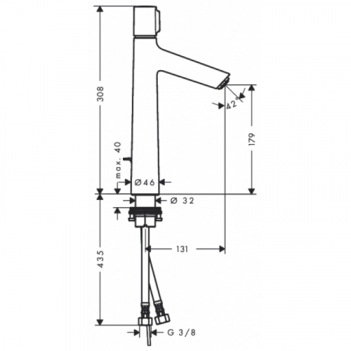 Смеситель для раковины Hansgrohe Talis Select S 72044000 190 mm с донным клапаном