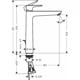 Смеситель для раковины Hansgrohe Talis Е 71716000 240 mm с донным клапаном