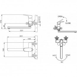 Смеситель для ванны c длинным изливом Bravat Pure F6105161C-01A