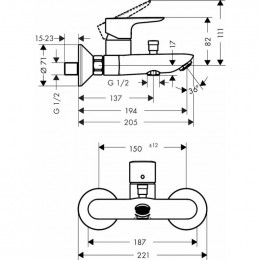 Смеситель для ванны Hansgrohe Talis E 71740700, белый матовый