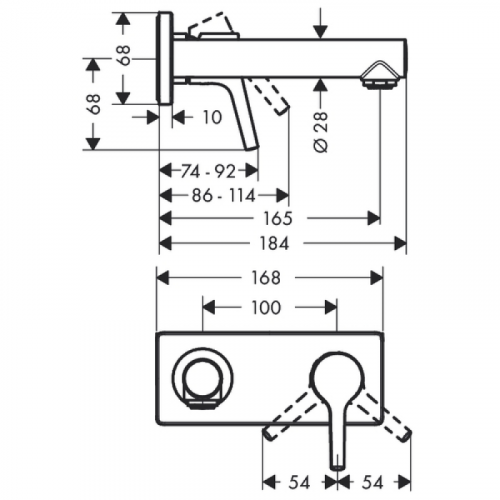 Смеситель для раковины Hansgrohe Talis S New 72110000 165 mm
