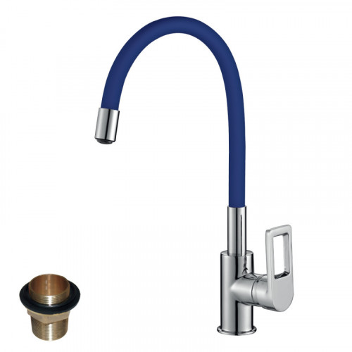 Смеситель Rossinka Z35-35U-Blue для кухни с гибким цветным изливом
