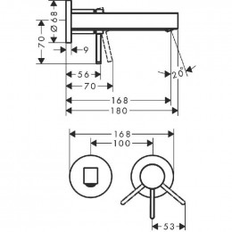 Настенный смеситель для раковины Hansgrohe Finoris 76051000 на 2 отверстия (внешняя часть)