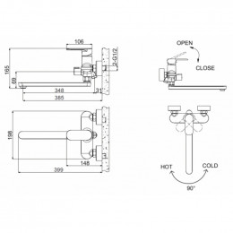 Смеситель для ванны c длинным изливом Bravat Opal F6125183BM-02L-RUS
