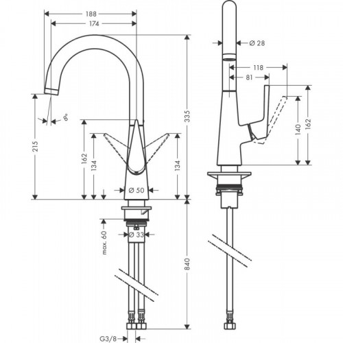 Смеситель для кухни Hansgrohe Talis S 72814800 сталь