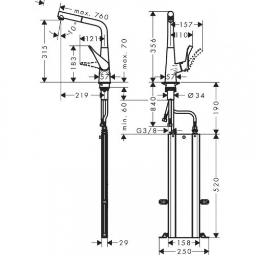 Смеситель для кухни Hansgrohe Metris M71 73812800 Нержавеющая сталь