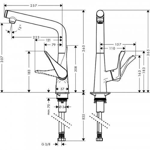 Смеситель для кухни Hansgrohe Metris Select M71 73810800 cталь