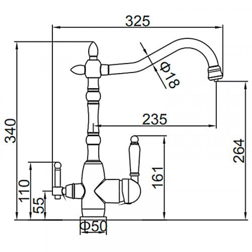 Смеситель для кухни Ledeme L4555-3 хром